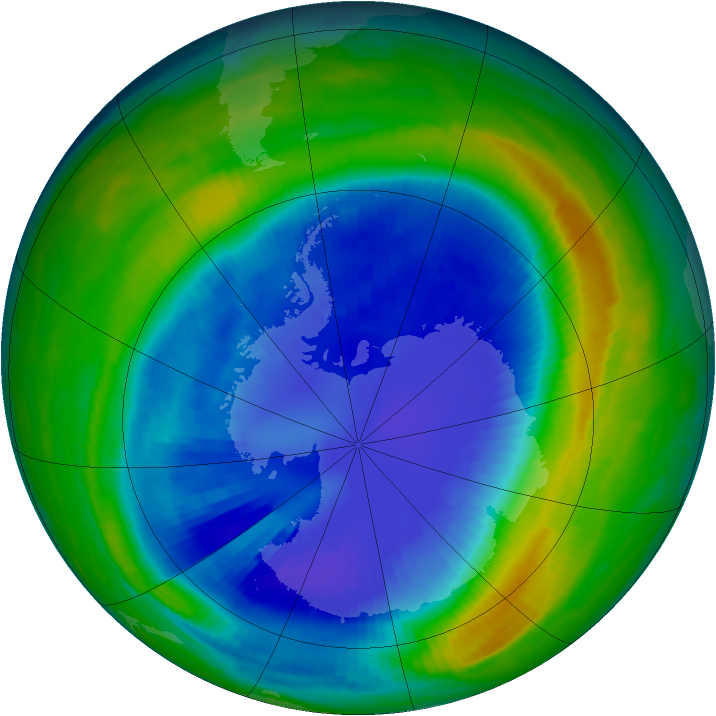 Antarctic ozone map for 04 September 1997